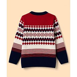 Pine Kids Knit Full Sleeves  Pullovers With Isle Design - Red