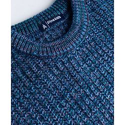 Pine Kids Knit Full Sleeves Pullover Sweater With Cable Knit Design - Navy Blue