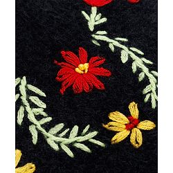 Pine Kids Pullover with Full Sleeves and Floral Embroidery in Black