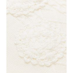 Pine Kids Cable Knit Pullover with Full Sleeves and Floral Embroidery in Offwhite