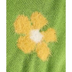 Pine Kids Knit Full Sleeves Pullover with Flower Design - Green