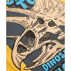Pine Kids 100% Cotton Knit T-Shirts with Half Sleeves and Triceratops Print - Yellow