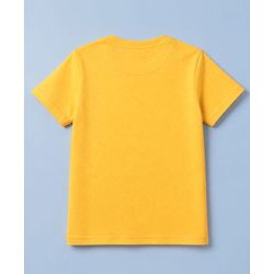 Pine Kids 100% Cotton Knit T-Shirts with Half Sleeves and Triceratops Print - Yellow