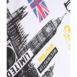 Pine Kids Cotton Knit Half Sleeves T-Shirt with London City Print - White
