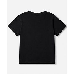 Pine Kids Cotton Knit T-Shirt with Half Sleeves and Basketball Player Print - Black