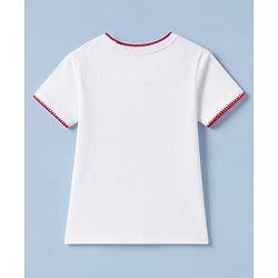 Pine Kids 100% Cotton Knit Solid T-Shirts with Half Sleeves - White