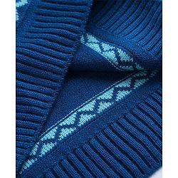 Pine Kids Knit Full Sleeves Pullover with Geometric Design - Blue