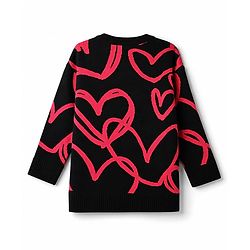 Pine Kids Knit Full Sleeves Sweater Set with Heart Design - Black