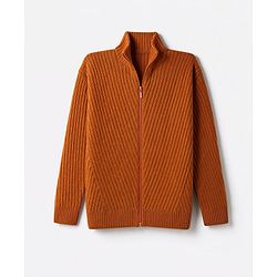 Pine Kids Knit Full Sleeves Front Open Sweater - Rust Orange