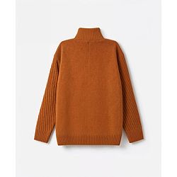 Pine Kids Knit Full Sleeves Front Open Sweater - Rust Orange