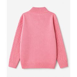 Pine Kids Knit Full Sleeves Front Open Sweater - Pink