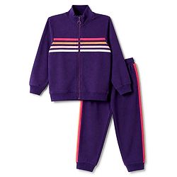 Pine Kids Looper Knit Full Sleeves Striped Winter Wear Suit - Navy Blue