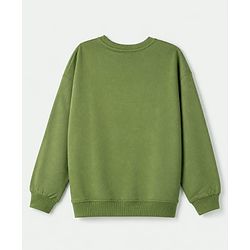 Pine Kids Looper Knit Full Sleeves Winter Wear Suit With Front Pocket & Campfire Text Print - Green