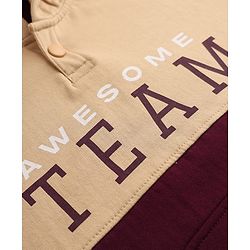 Pine Kids Cotton Knit Full Sleeves Winter Wear Suits With Awesome Team Text Print - Beige