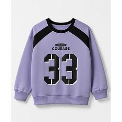 Pine Kids Cotton Looper Knit Full Sleeves Sweatshirt and Jogger with Courage 33 Print - Lavender