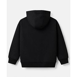 Pine Kids Cotton Looper Knit Full Sleeves Hooded Sweatshirt and Jogger with Athletic Patch - Black