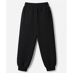 Pine Kids Cotton Looper Knit Full Sleeves Hooded Sweatshirt and Jogger with Athletic Patch - Black