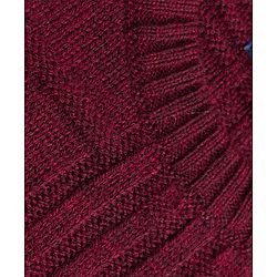 Pine Kids Knit Full Sleeves Solid Colour Pullover with Checkered Cable Knit Design - Wine
