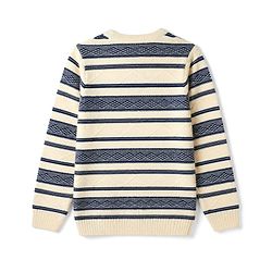 Pine Kids Knit Full Sleeves Striped Pullover - Offwhite