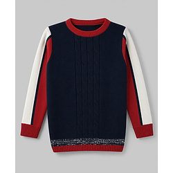 Pine Kids Knit Full Sleeves Pullover - Navy Blue