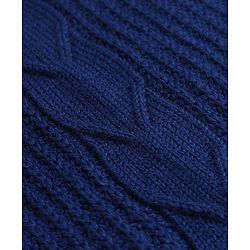 Pine Kids Knit Full Sleeves Front Open Sweater with Cable Knit Design - Blue