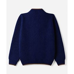 Pine Kids Knit Full Sleeves Front Open Sweater with Cable Knit Design - Blue