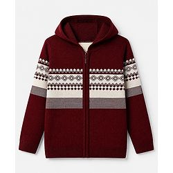 Pine Kids Knit Front Open Sweater with Full Sleeves in Bronze for 4-5 Years