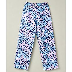Pine Kids Cotton Knit Half Sleeves Co-Ords Shirt & Pyjama Night Suit with Heart Print - Turquoise