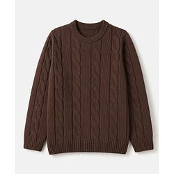 Pine Kids Knit Full Sleeves Sweater Set - Brown