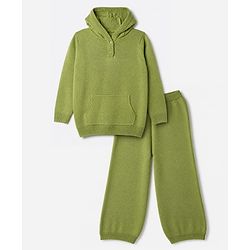 Pine Kids Knit Sweater Set with Full Sleeves in Green for 4-5 Years
