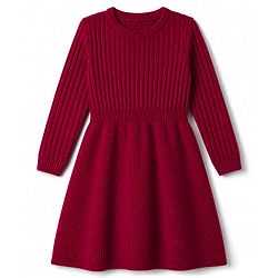 Pine Kids Knit Full Sleeves Solid Sweater Set - Red