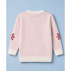 Pine Kids Knit Sweater Set with Full Sleeves and Reindeer Design in Red