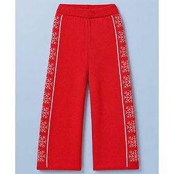 Pine Kids Knit Sweater Set with Full Sleeves and Reindeer Design in Red