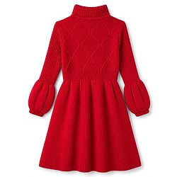 Pine Kids Knit Full Sleeves Winter Dress - Red