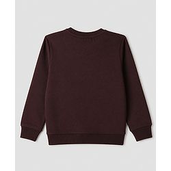Pine Kids Cotton Mix Knit Sweatshirts With Full Sleeves and Philadelphia Text Print - Brown