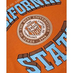 Pine Kids Cotton Mix Knit Sweatshirt with Full Sleeves and California State The Best Of The West Print in Orange