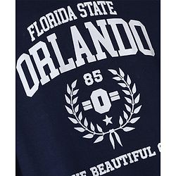 Pine Kids Cotton Mixes Knit Sweatshirt with Full Sleeves and Orlando Typography Print -Navy Blue