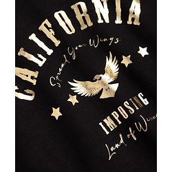 Pine Kids Cotton Blend Knit Sweatshirt with Full Sleeves and California Print - Black
