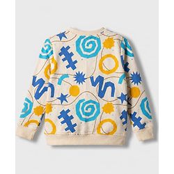 Pine Kids Cotton Mix Knit Sweatshirt with Full Sleeves and PLAY TO WIN Print in Offwhite