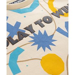 Pine Kids Cotton Mix Knit Sweatshirt with Full Sleeves and PLAY TO WIN Print in Offwhite