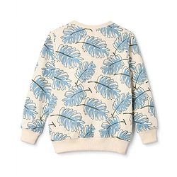 Pine Kids Cotton Blend Knit Full Sleeves Sweatshirt with Trpical Theme Print - Off White