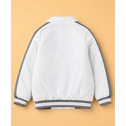 Pine Kids Woven Hoodie Jacket with Full Sleeves, Detachable Hood and Triangle Embroidery in White