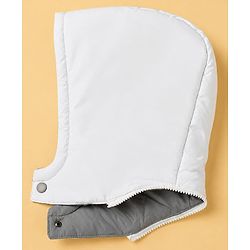 Pine Kids Woven Hoodie Jacket with Full Sleeves, Detachable Hood and Triangle Embroidery in White