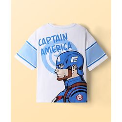 Pine Kids Marvel Single Jersey Knit Half Sleeves T-Shirt with Captain America Print - White