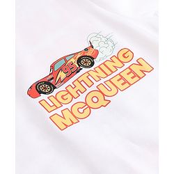 Pine Kids Disney 100% Cotton Single Jersey Knit T-Shirt with Half Sleeves and Car Print - White