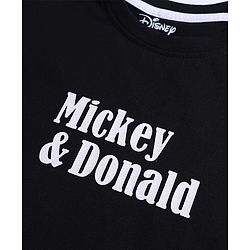 Pine Kids Disney Cotton Knit Half Sleeves T-Shirt with Mickey & Donald Print - Black