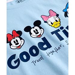 Pine Kids Disney Cotton Single Jersey Knit Half Sleeves T-Shirt with Front & Back Mickey And Friends Print - Sky Blue