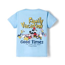 Pine Kids Disney Cotton Single Jersey Knit Half Sleeves T-Shirt with Front & Back Mickey And Friends Print - Sky Blue