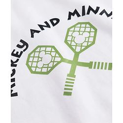 Pine Kids Disney Single Jersey Knit Half Sleeves T-Shirt with Front & Back Mickey and Minnie Tennis Club Print - White