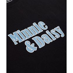 Pine Kids Disney Cotton Single Jersey Knit Half Sleeves T-Shirt with Front & Back Minnie and Daisy Print - Black